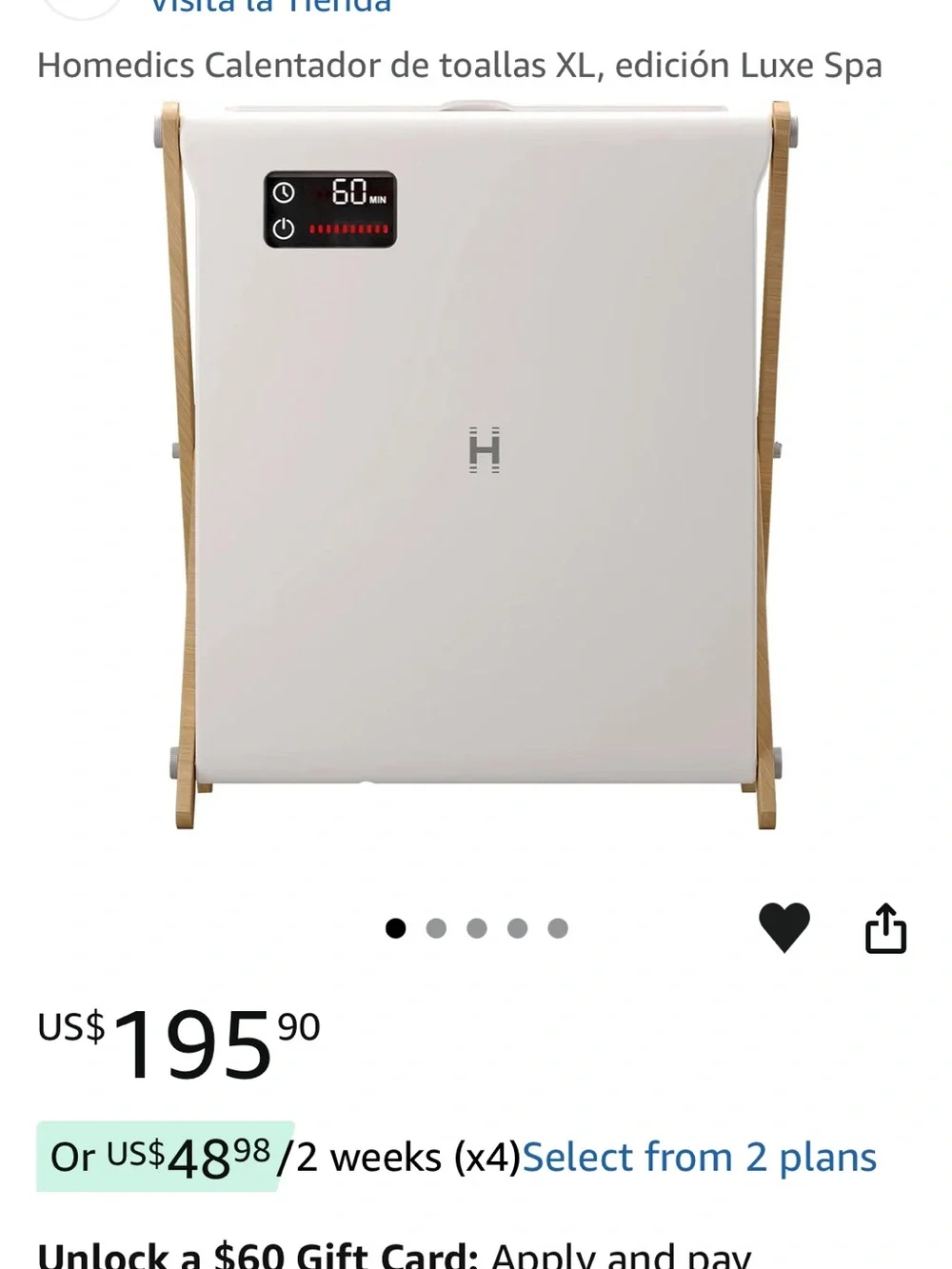 Homedics XL Towel Warmer in White and Pink Accent